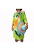 Daily Casual Fashion Handmade Women Dress Green Color with Handpainting Rayon